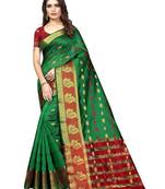 Green Woven Banarasi Sarees With Unstitched Blouse