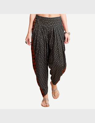 Black Viscose Printed Dhoti Pants For Women's 1