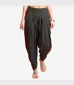Black Viscose Printed Dhoti Pants For Women's