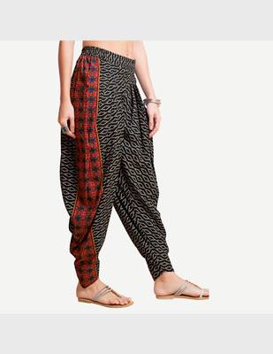 Black Viscose Printed Dhoti Pants For Women's 2