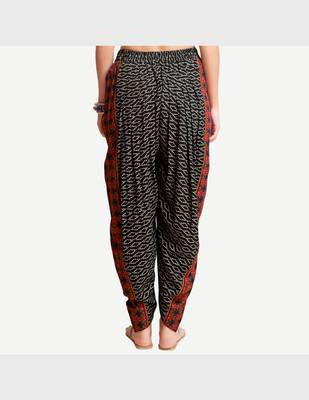 Black Viscose Printed Dhoti Pants For Women's 3