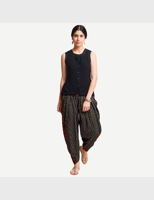 Black Viscose Printed Dhoti Pants For Women's 4
