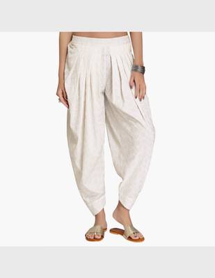 Off White Rayon Embroidered Dhoti Basic For Women's 1