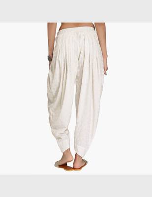 Off White Rayon Embroidered Dhoti Basic For Women's 4
