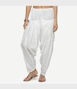 White Cambric Embroidered Patiala Salwar For Women's