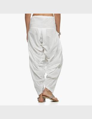 White Cambric Embroidered Patiala Salwar For Women's 3