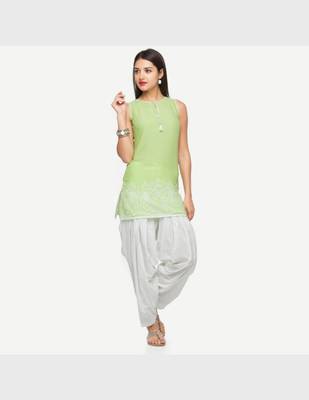 White Cambric Embroidered Patiala Salwar For Women's 4