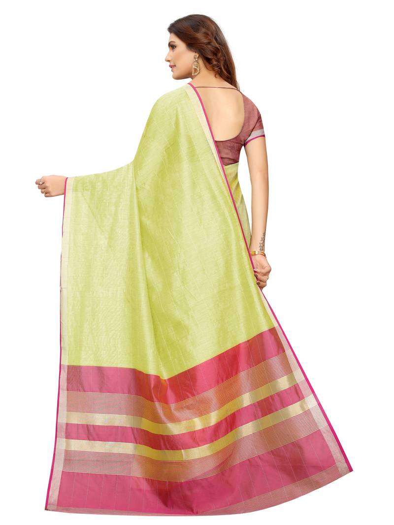 Green Woven Maheshwari Sarees With Unstitched Blouse