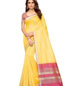 Yellow Woven Maheshwari Sarees With Unstitched Blouse
