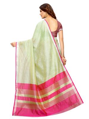 Green Woven Maheshwari Sarees With Unstitched Blouse 4