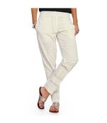 White Cotton Slim Fit Embroidered Cigarette Trousers For Women's