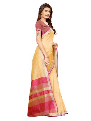Beige Woven Maheshwari Sarees With Unstitched Blouse 3