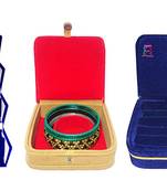 atorakushon   Mini Bangle Bracelet Box Travel Gift Box Jewelry Case Wedding Gift, Vanity Box pack of 3 (Beige, Red)