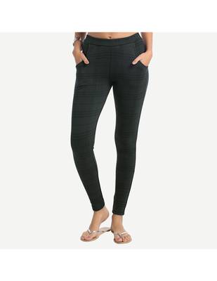 Grey Cotton Slim Fit Embroidered Cigarette Trousers For Women's 1