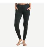 Grey Cotton Slim Fit Embroidered Cigarette Trousers For Women's