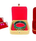 atorakushon   Mini Bangle Bracelet Box Travel Gift Box Jewelry Case Wedding Gift, Vanity Box pack of 3 (Beige, Red)