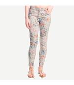 Off White Cotton Slim Fit Embroidered Cigarette Trousers For Women's