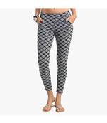 Black Cotton Slim Fit Embroidered Cigarette Trousers For Women's