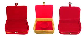 atorakushon   Mini Bangle Bracelet Box Travel Gift Box Jewelry Case Wedding Gift, Vanity Box pack of 3 (Beige, Red) 1