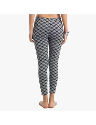 Black Cotton Slim Fit Embroidered Cigarette Trousers For Women's 3