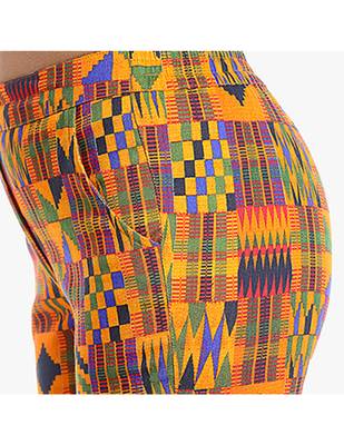 Orange Cotton Slim Fit Embroidered Cigarette Trousers For Women's 5