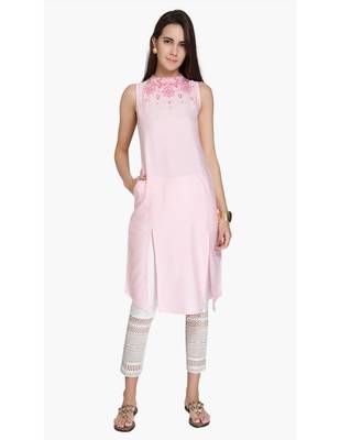 Off White Cotton Slim Fit Embroidered Cigarette Trousers For Women's 2