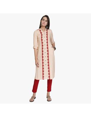Maroon Cotton Slim Fit Embroidered Cigarette Trousers For Women's 2