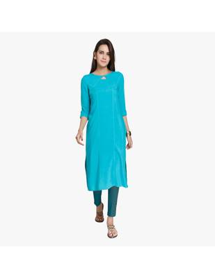 Teal Cotton Slim Fit Embroidered Cigarette Trousers For Women's 2