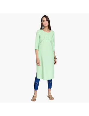 Blue Cotton Slim Fit Embroidered Cigarette Trousers For Women's 2