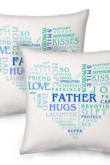 Best Father Heart Shape Word Printed Cushion Pair 9152