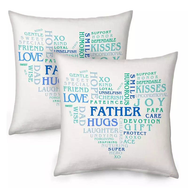 Best Father Heart Shape Word Printed Cushion Pair 9152