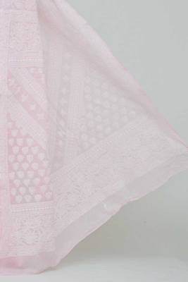 Pink Color Cotton Allover Work Hand Embroidered Lucknowi Chikankari Saree 2