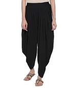 Black American Crepe Fabric Loose Fit Embroidered Dhotipant For Women's