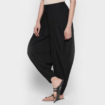 Black American Crepe Fabric Loose Fit Embroidered Dhotipant For Women's 2