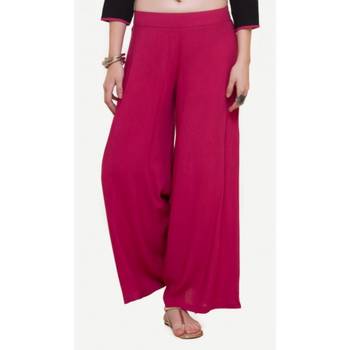 Rayon Pink Rayon Fabric Loose Fit Solid Palazzos For Women's 1