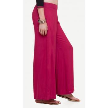 Rayon Pink Rayon Fabric Loose Fit Solid Palazzos For Women's 2