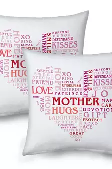 Heart Shape Word Printed Cushions Pair For Mother 9202