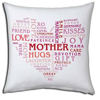 Heart Shape Word Printed Cushions Pair For Mother 9202 2