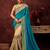 Sky Blue and Beige Poly Silk Full Embroidered Half and Half Designer Saree