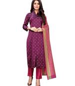 Purple Banarasi Silk Jacquard Unstitched salwar with dupatta