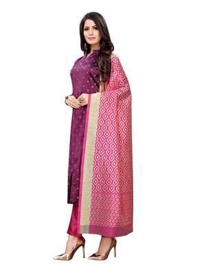Purple Banarasi Silk Jacquard Unstitched salwar with dupatta 2
