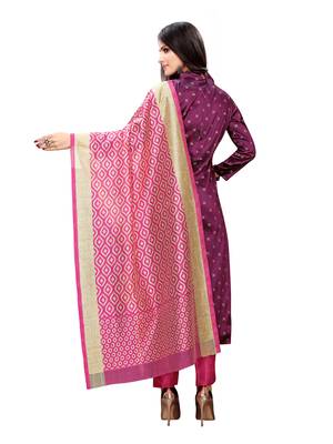 Purple Banarasi Silk Jacquard Unstitched salwar with dupatta 3