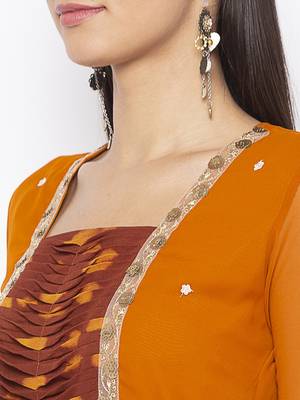 Mustard Embroidered Georgette Party Wear Kurti 5