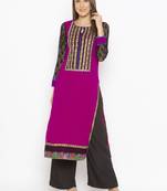 Purple Embroidered Georgette Party Wear Kurti