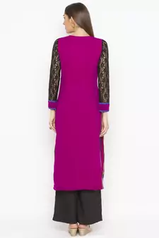 Purple Embroidered Georgette Party Wear Kurti