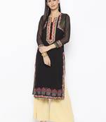Black Embroidered Georgette Party Wear Kurti