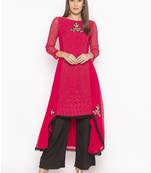 Pink Embroidered Georgette Party Wear Kurti