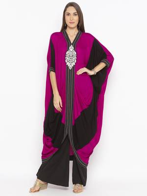 Pink Embroidered Cotton Party Wear Kurti 1