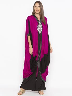 Pink Embroidered Cotton Party Wear Kurti 2