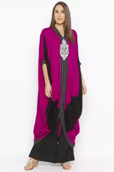 Pink Embroidered Cotton Party Wear Kurti